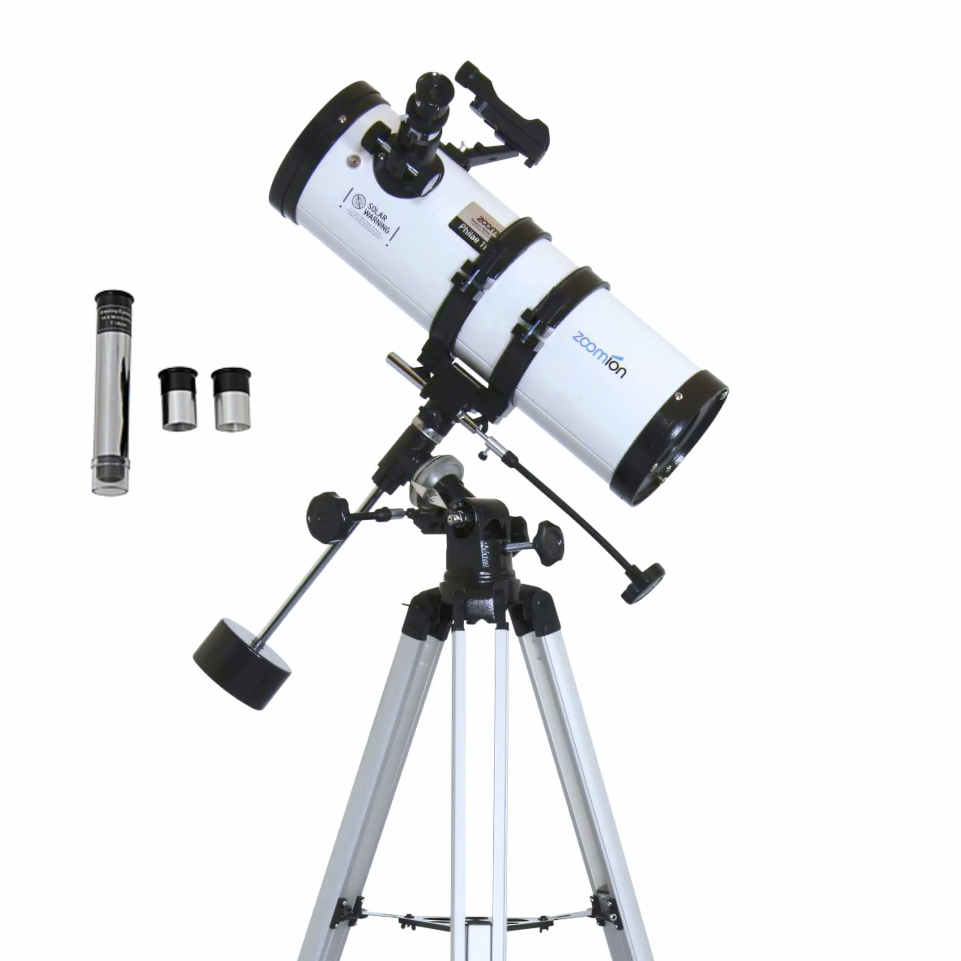 Teleskop zwierciadłowy Zoomion Philae 114/500 EQ. Astronomiczny teleskop w zestawie ze statywem, montażem i okularami. Na dobry wstęp do obserwacji