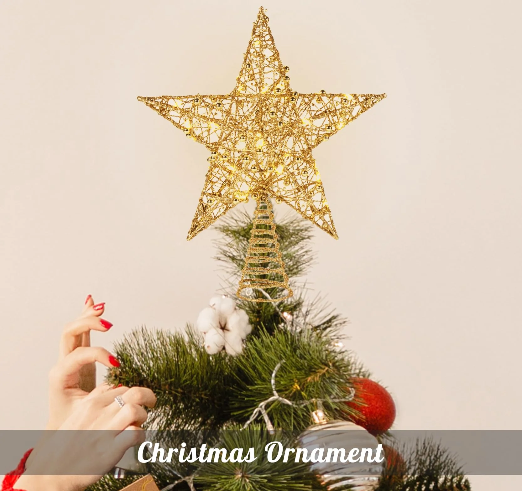 Christmas Tree Topper Star, 30 cm, złota dekoracja bożonarodzeniowa na choinkę w każdym rozmiarze, na biurko, imprezę, Święto Dziękczynienia, dekoracja wnętrz