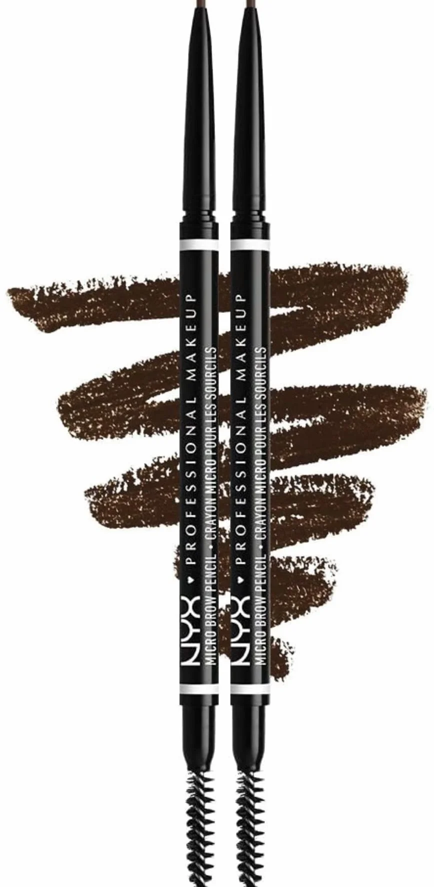NYX Professional Makeup Micro Brow Pencil dwupak, dwustronny z wykręcanym ołówkiem do brwi i szczoteczką, wegańska formuła, kolor: espresso