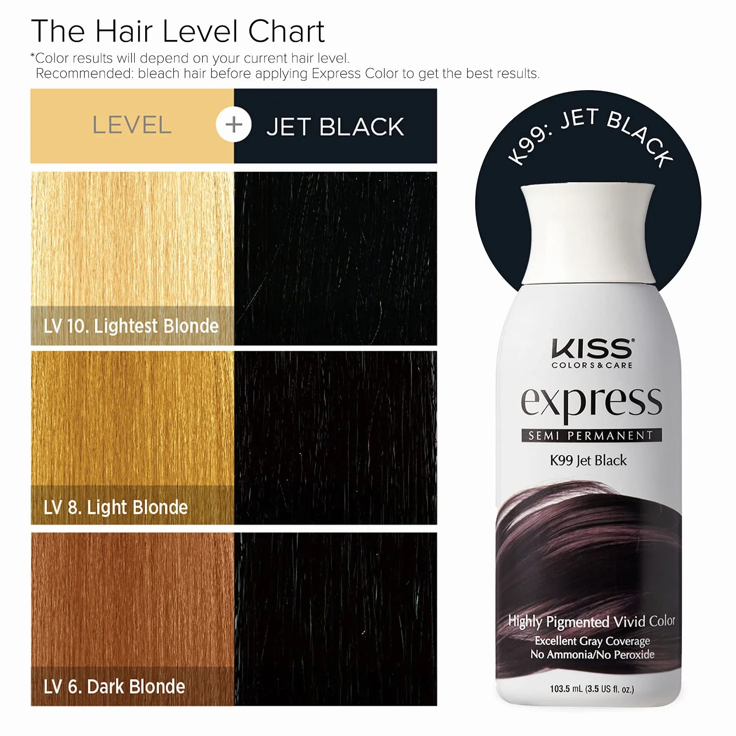 Kiss Express Color Semi- Permanent Jet Black 3,5 oz by Kiss Express