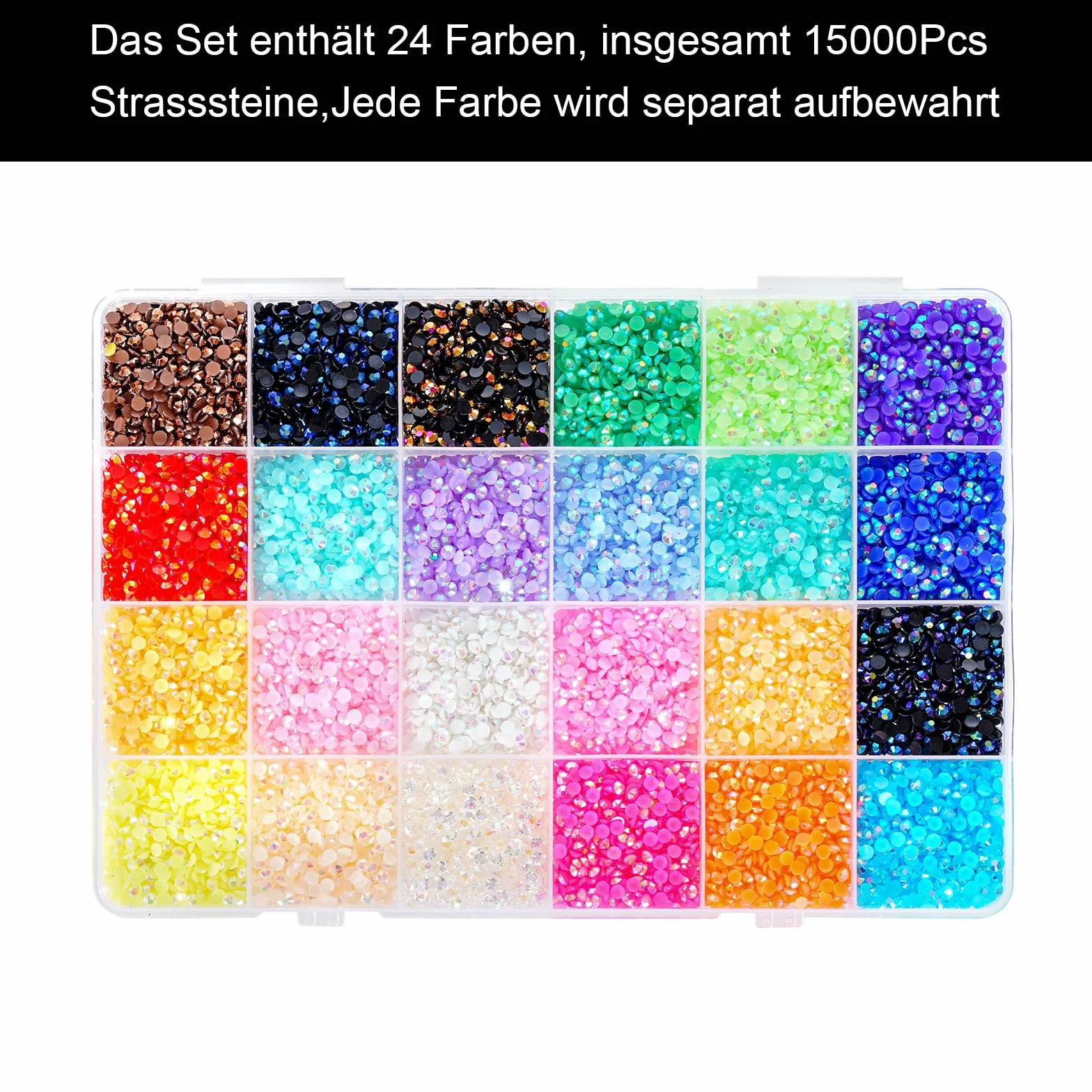 19200 sztuk kamieni strasu do paznokci, 24 kolory, 3 mm, błyszczące kamyczki do majsterkowania, okrągłe kamienie z pęsetą i długopisem, zestaw bedazzler do samodzielnego wykonania, dekoracji paznokci