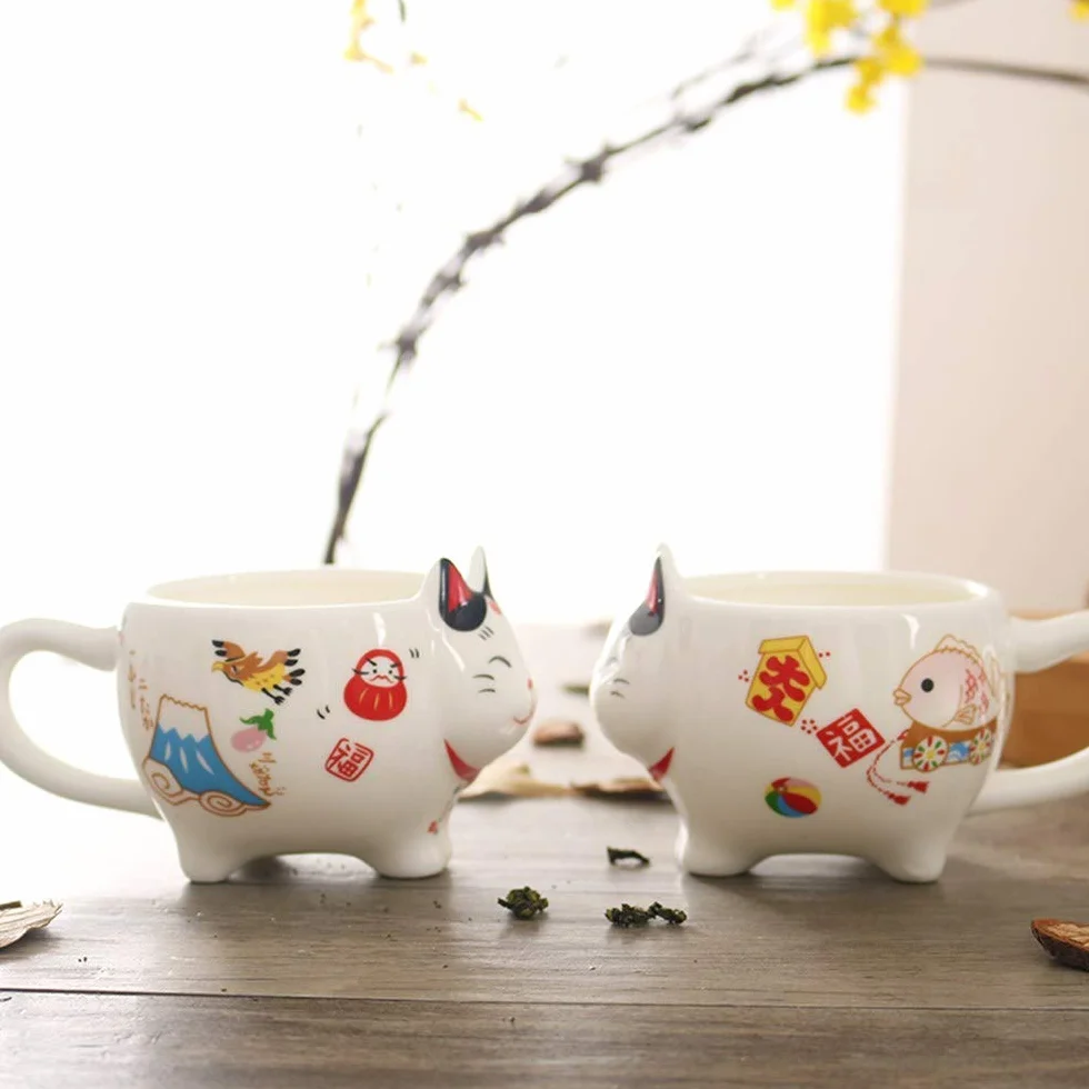 Szczęśliwy kot porcelanowy zestaw do herbaty kreatywny ceramiczny dzbanek do herbaty z filtrem piękny kot czajniczek kubek