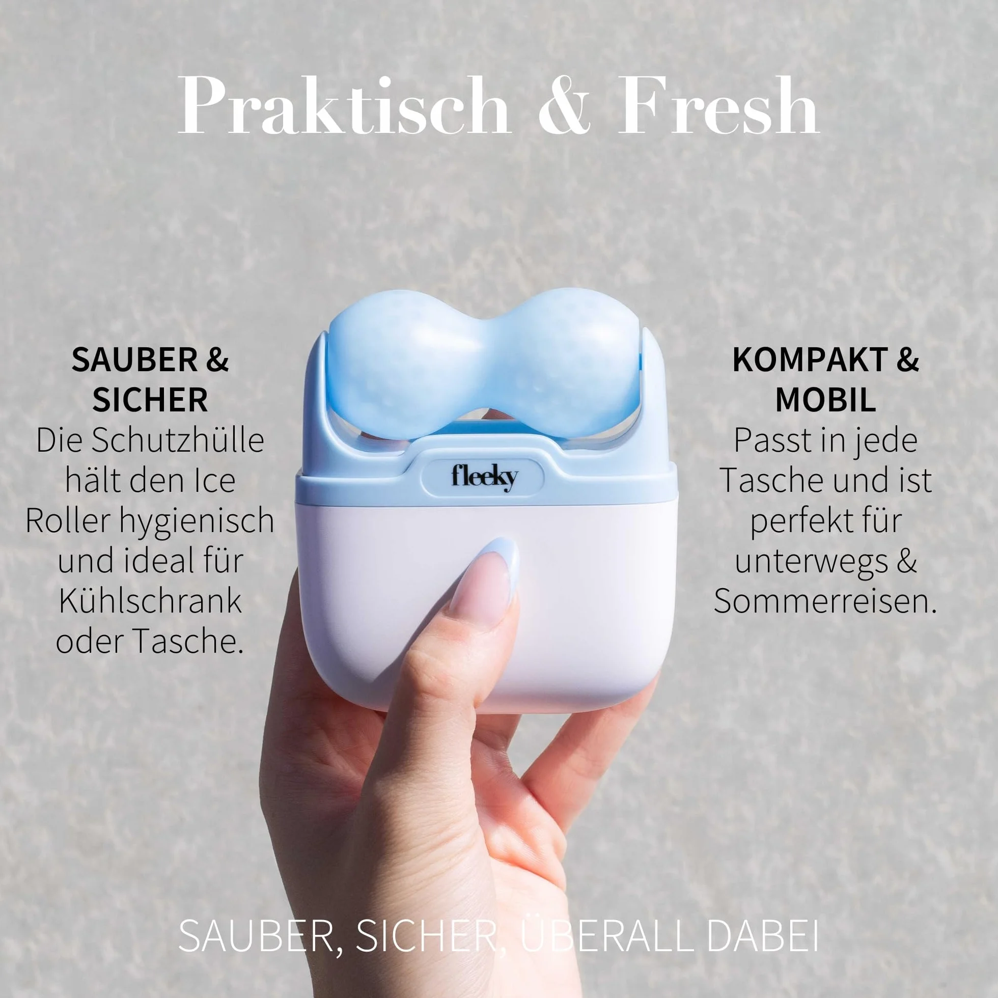 FLEEKY Ice Roller do twarzy – wałek do masażu twarzy przeciwko workom pod oczami i zmarszczkom – wałek do masażu twarzy zapobiegający starzeniu się, ujędrnianiu twarzy i lodzeniu twarzy – idealny w