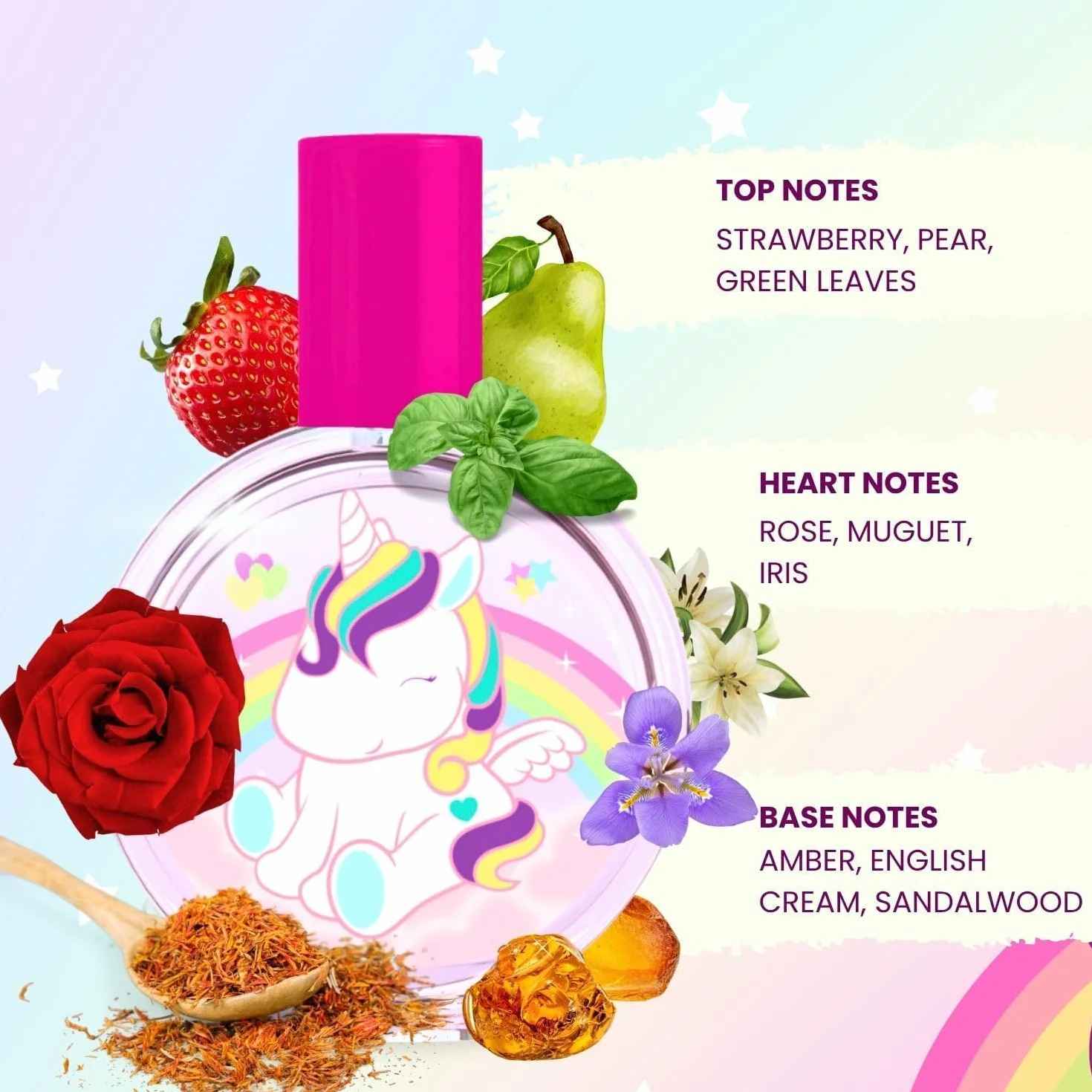 Eau My Unicorn Perfumy dla dzieci: perfumy dla dziewczynek w pięknej szklanej butelce i wzór jednorożca (30 ml)