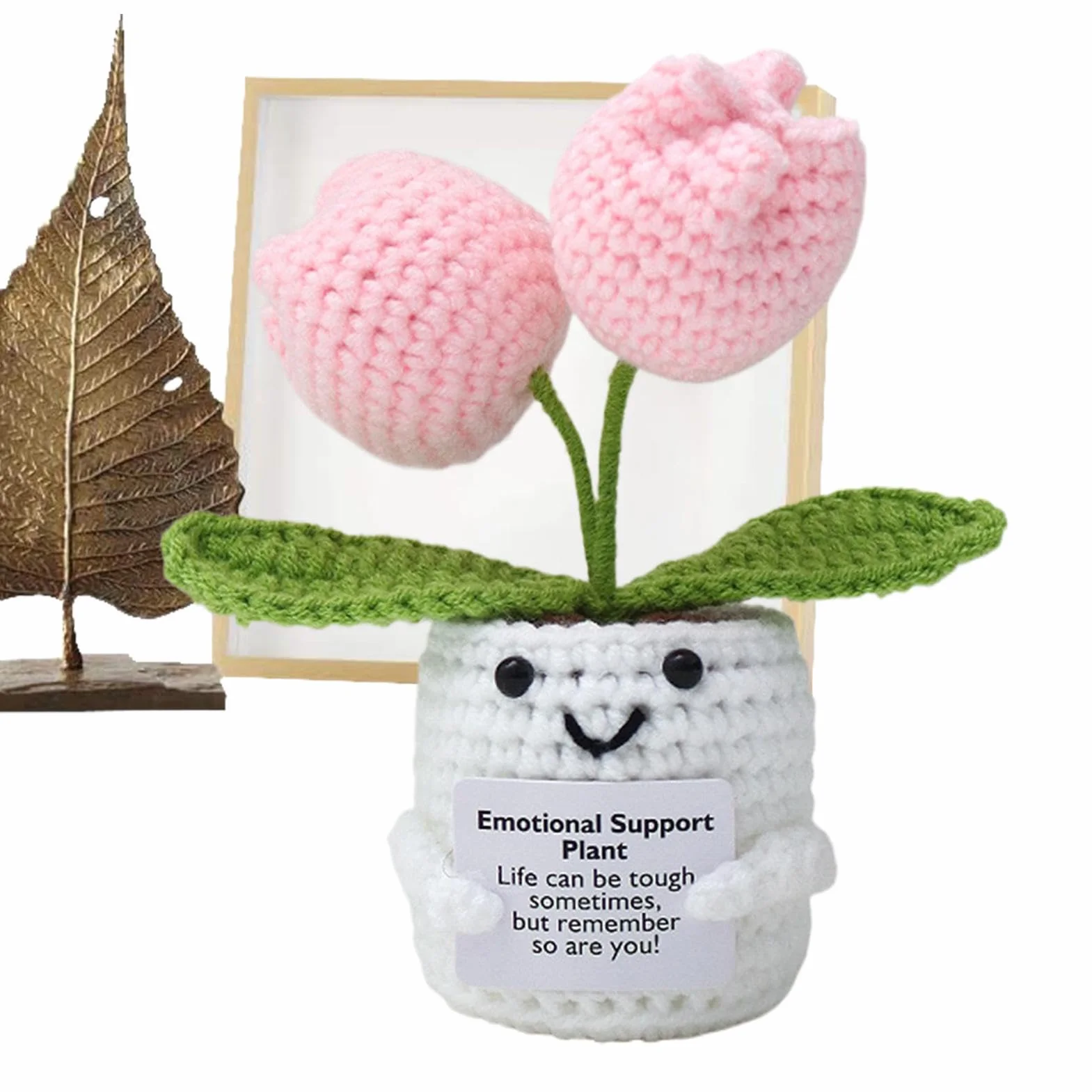 Inspirational Crochet Plant Doll, Soft Knitted Flower Toy, Stress Relief Gift for Men Women