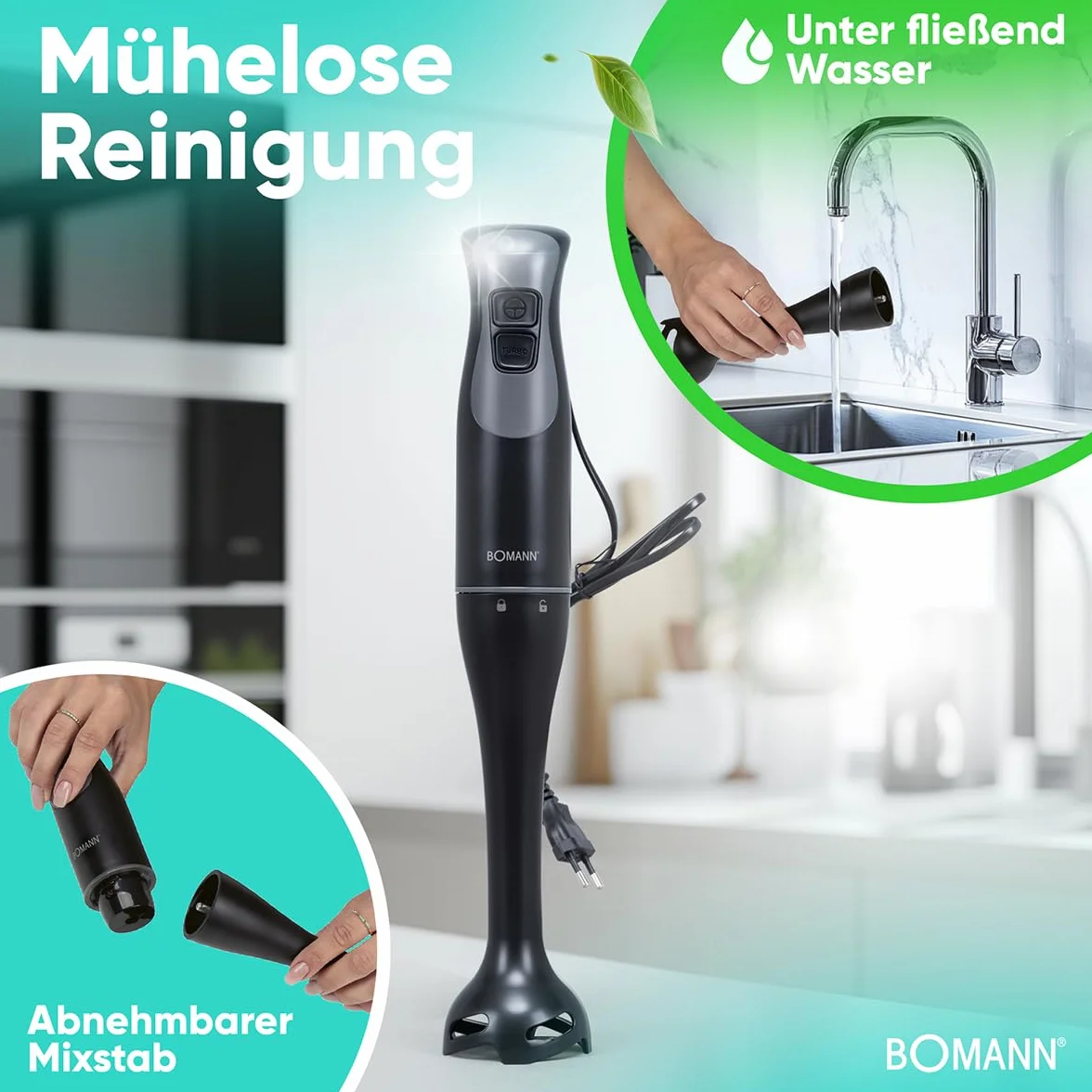 Bomann SM 6081 CB blender ręczny 350 W nóż ze stali nierdzewnej bez BPA