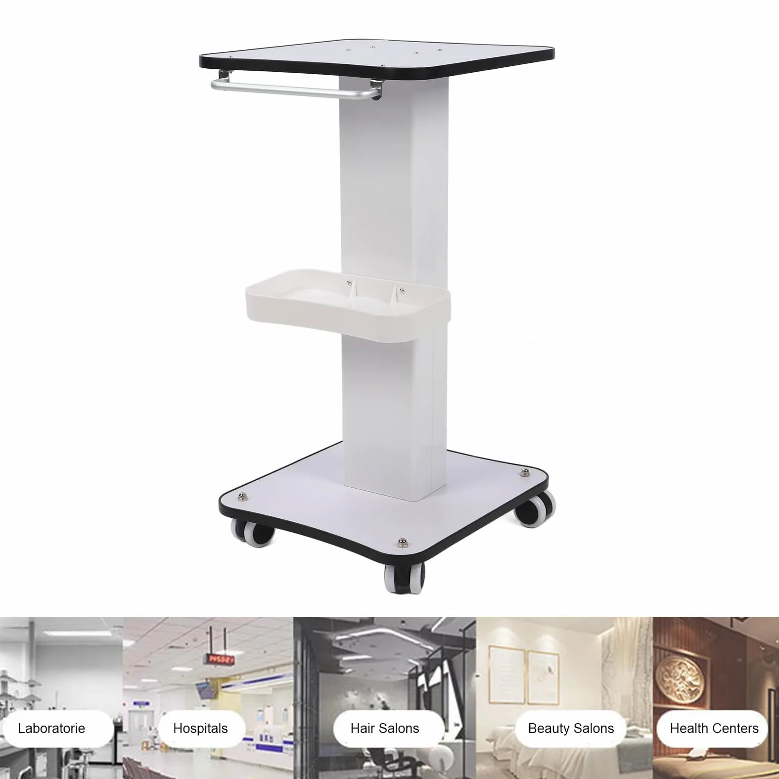 Salon Kosmetyczny Spa Wózek na Kółkach Trwały, Obrotowy Stojak o 360 Stopniach dla Kosmetyczki, Ekologiczny materiał do Salonów Spa