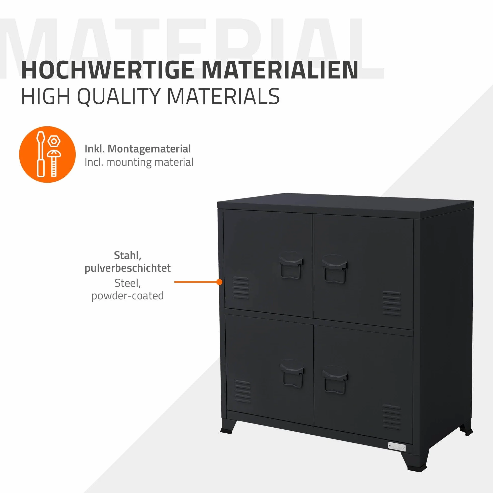 ML-Design szafka metalowa antracyt 75x40x80,5 cm 4 drzwi 2 przegrody wolnostojaca
