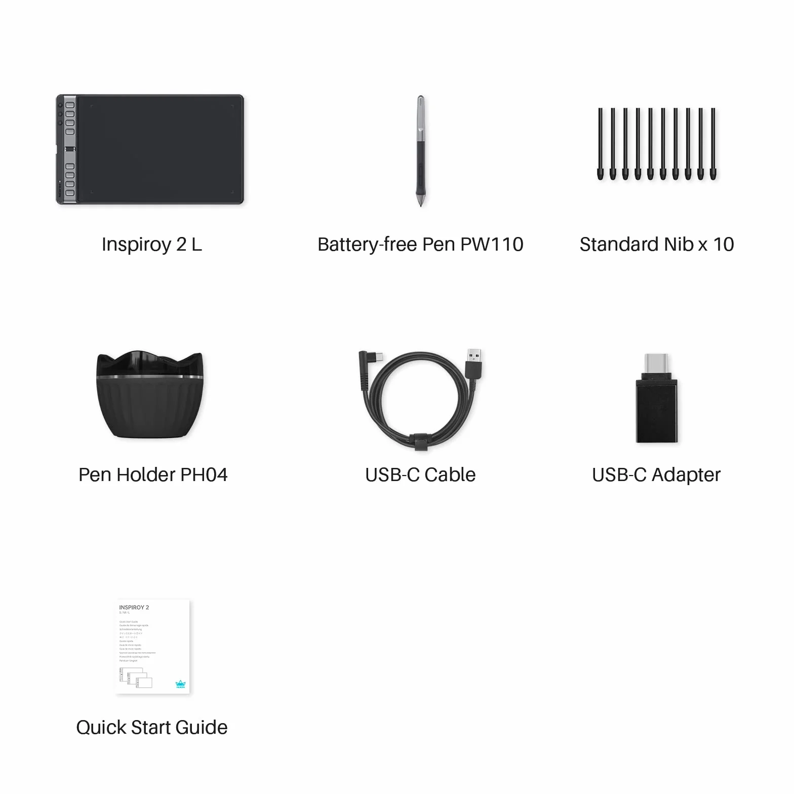HUION Nowy Inspiroy 2 L H1061P tablet graficzny z 3 klawiszami grupowymi + przewijaczem i bezbateryjowym piórem PW110, 26,67 x 16,66 cm tablet graficzny dla Mac, Windows, Chrome OS, Harmony OS, Linux