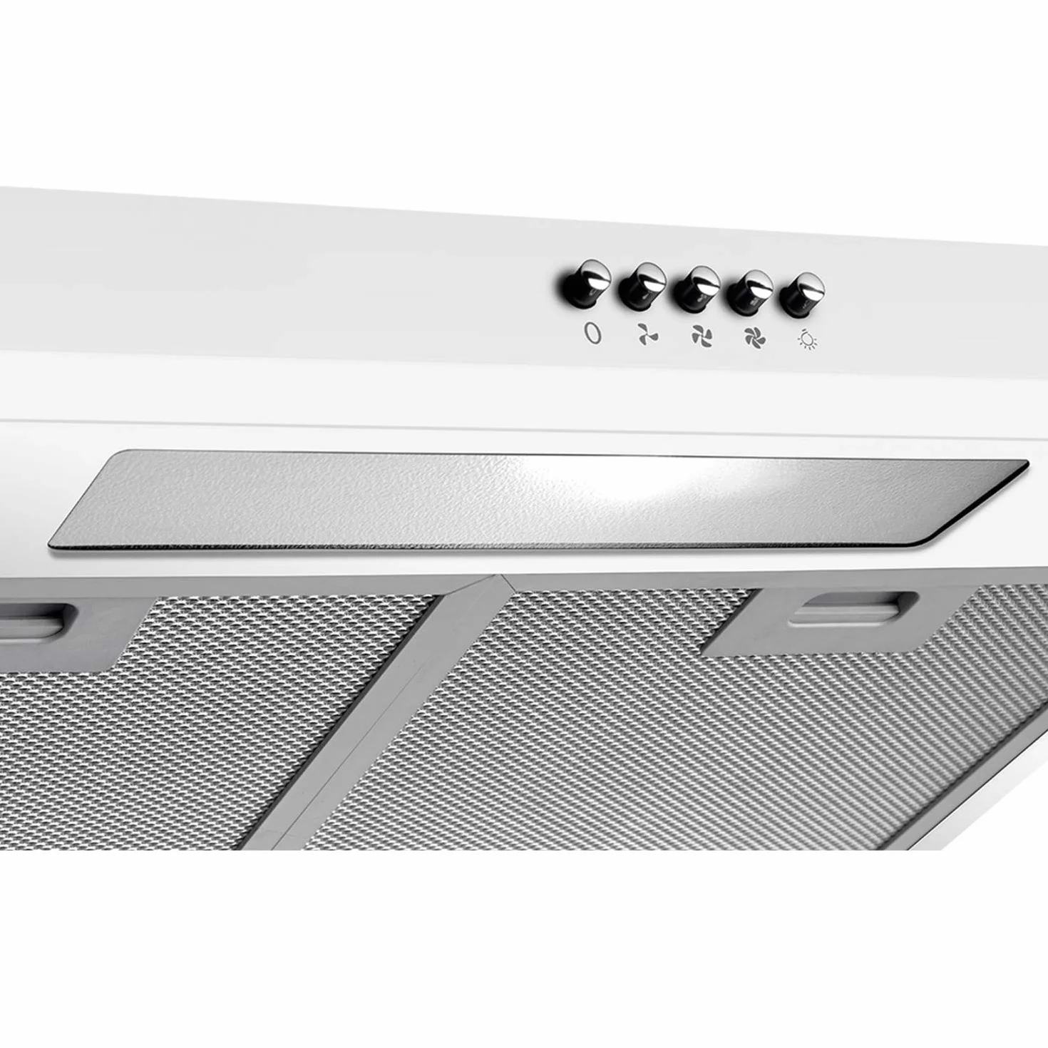 Concept OPP1250 okap kuchenny 50 cm z oświetleniem LED i 3 poziomami mocy 135 m³/h 65 W funkcja powietrza wylotowego/obiegowego 60 dB 82 mm Slim (biały)