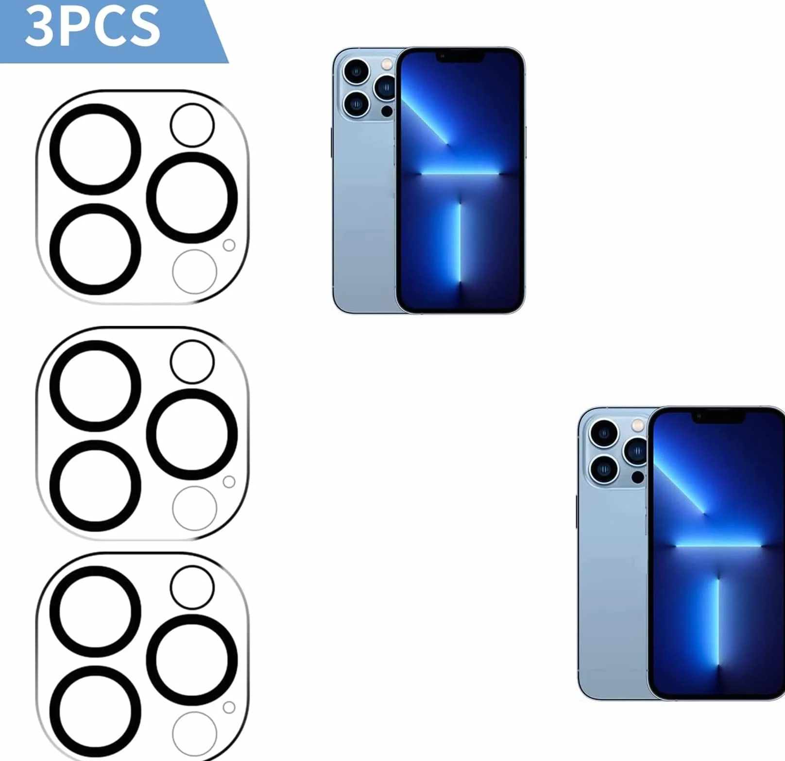 3 sztuki szkło ochronne do aparatu kompatybilne z iPhone 13 Pro/iPhone 13 Pro Max ochrona aparatu [szybka instalacja 10S] odporne na zarysowania, twardość 9H, przezroczyste HD, pełna ochrona