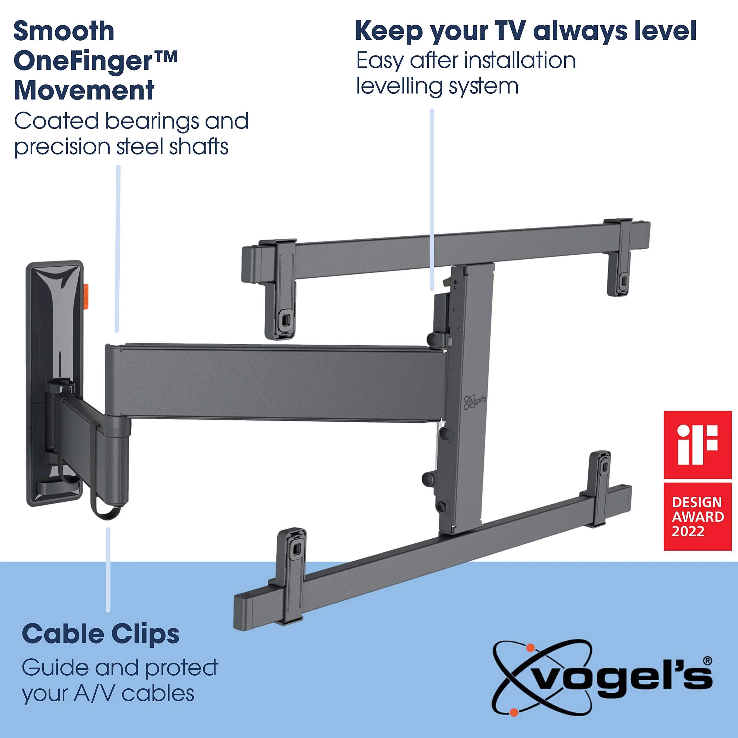 Vogel's TVM 3665 obrotowy uchwyt ścienny OLED do telewizorów 40-77", maks. 35 kg, obracany do 180°, uchwyt OLED Full-Motion maks. VESA 600 x 400, uniwersalna kompatybilność
