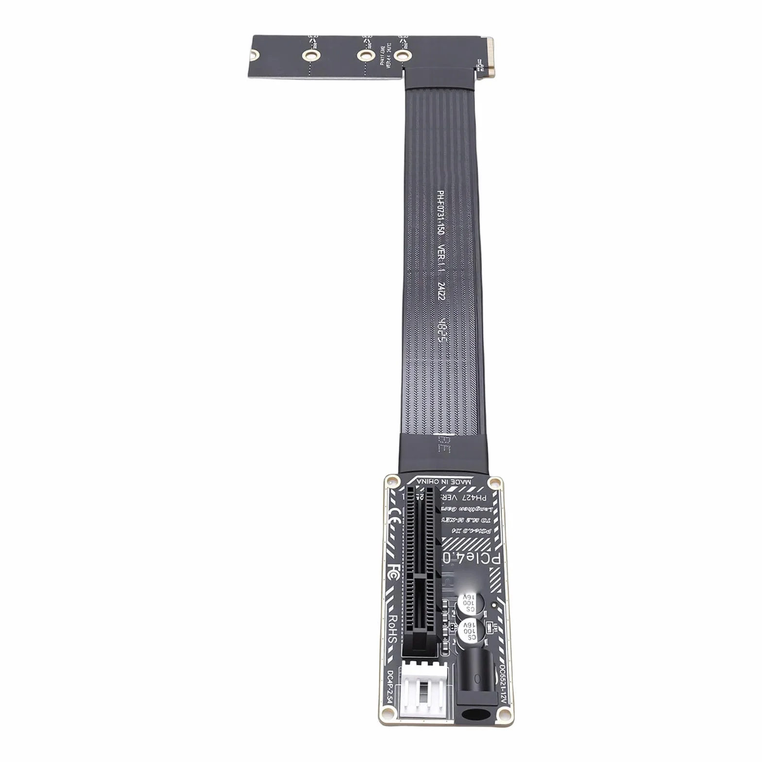 Denash Adapter Przedłużacza PCIe 4.0 X4 do M.2 M Key, Adapter Podwyższający PCIe do .2 64 Gb/s ze Wskaźnikiem LED, Gniazd NVMe 2230, 2242, 2260 i 2280