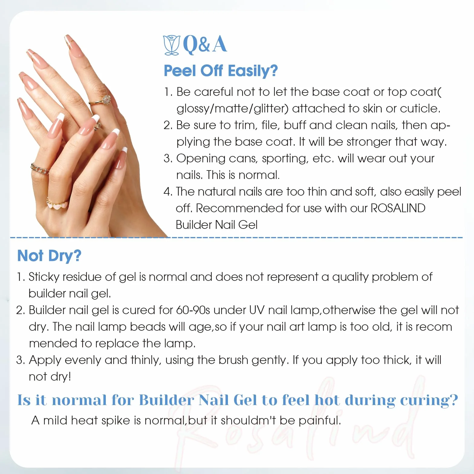 ROSALIND Żel budujący do paznokci żelowych, 11 ml Builder Nail Gel do lakierów UV do wzmocnienia paznokci, UV LED, żel budujący paznokcie Nail Art Manicure