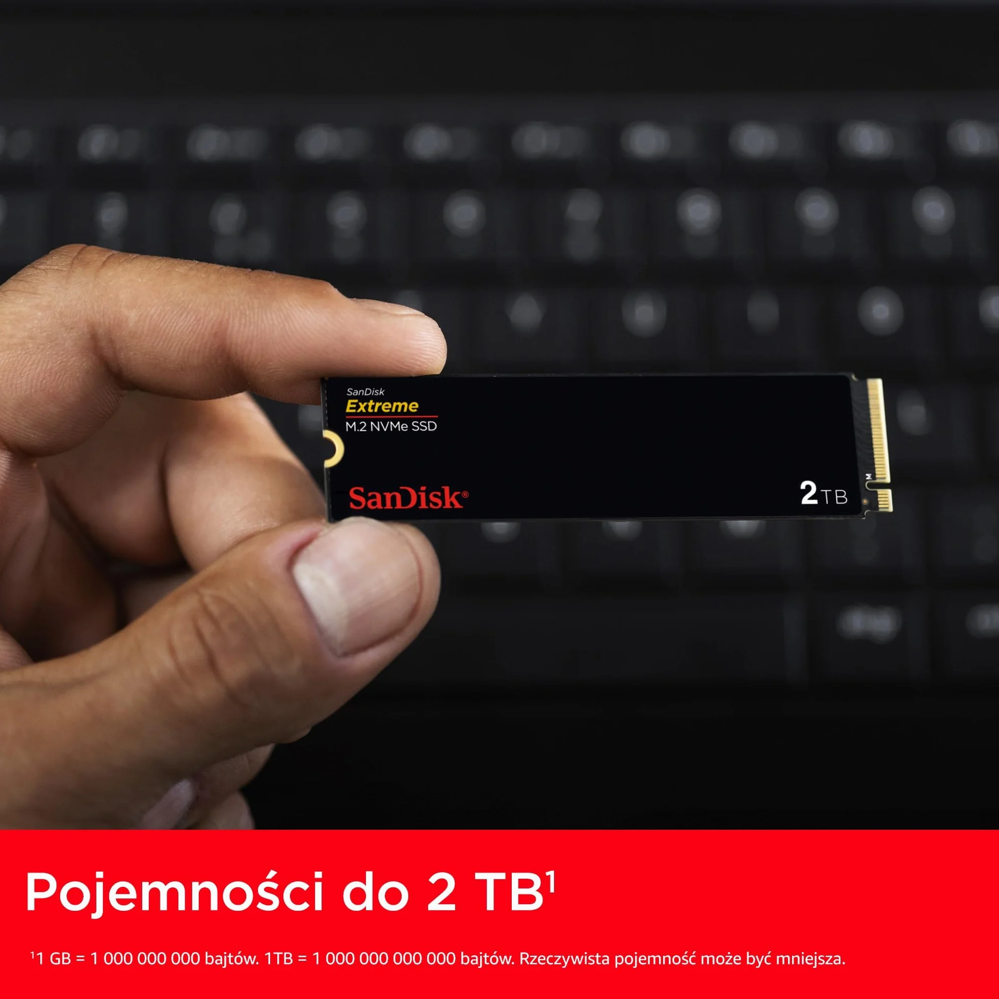 SanDisk Extreme 1TB M.2 NVMe SSD, wewnętrzny dysk SSD, PCIe Gen4, prędkość odczytu do 5150 MB/s, M.2 2280, technologia nCache, 5 lat