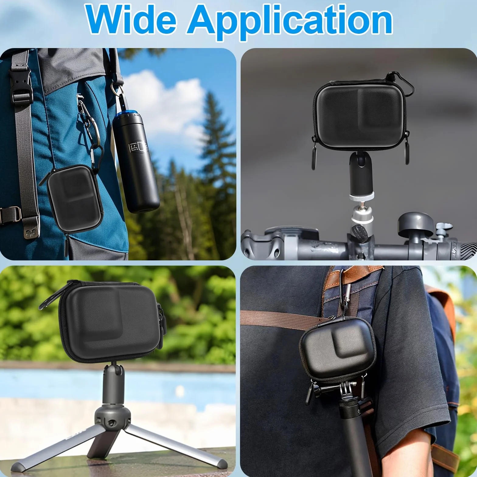 Mini torba do DJI Osmo Action 5 Pro/4/3, czarna twarda obudowa torba podróżna z pokrywą obiektywu, czarna, małe przenośne akcesoria do kamer sportowych