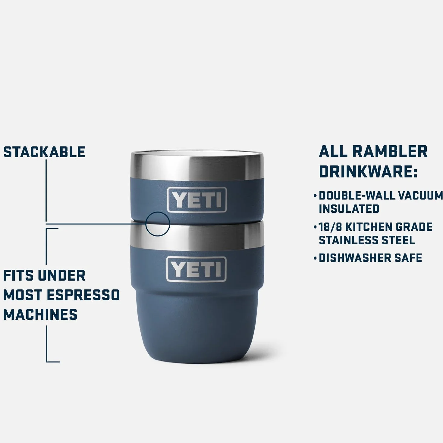 YETI Rambler Espresso Cup 2 Pack 4 oz Vacuum Insulated Stainless Steel Stackable Rescue Red