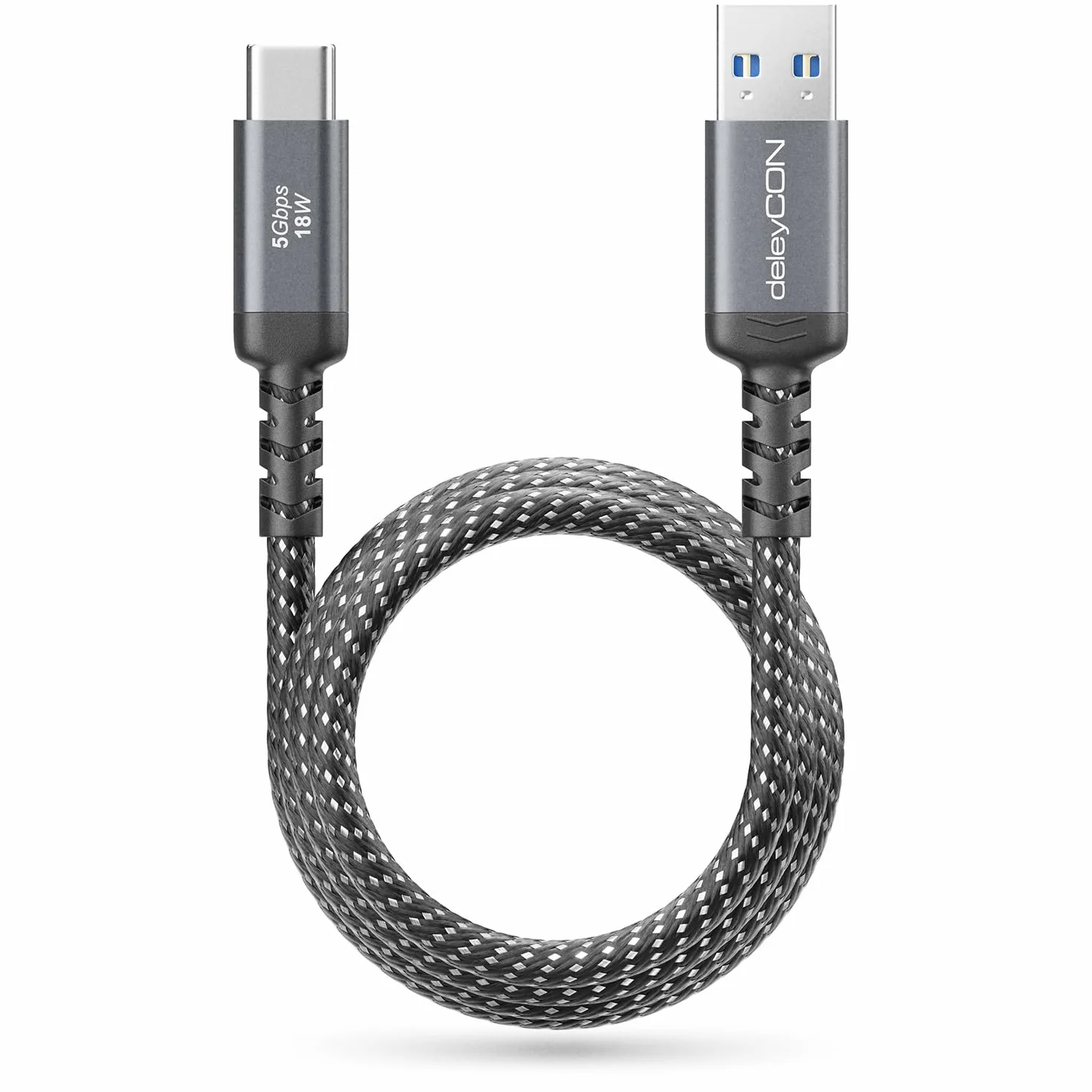 deleyCON 2m Kabel USB-A do USB-C USB 3.0 5 Gbps (USB 3.2 Gen1) - Kabel ładujący i Danych do Smartfona, Tabletu, Laptopa, Aparatu, HDD/SSD, Dysku Zewnętrznego itp.