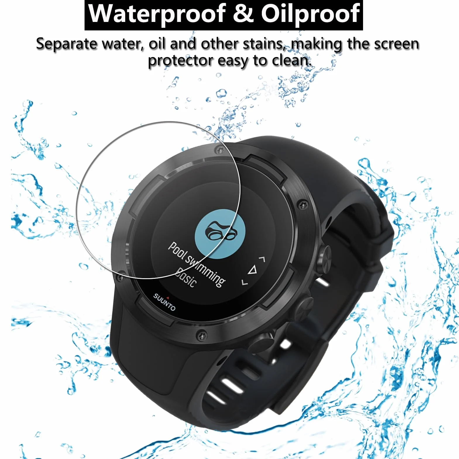 Lusee 3 sztuki szkła hartowanego do smartwatcha (okrągłe, średnica 36 mm), uniwersalna folia ochronna na ekran 9H, przezroczyste HD, odporne na zarysowania, ochrona ekranu, 2,5D
