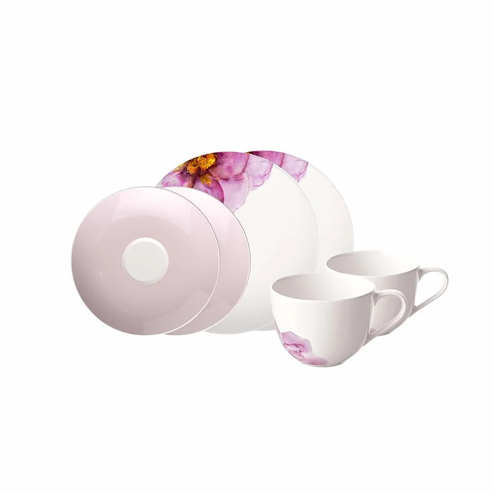 Villeroy & Boch – Rose Garden zestaw kawowy, 6-cz., zestaw naczyń dla 2 osób, porcelana Premium