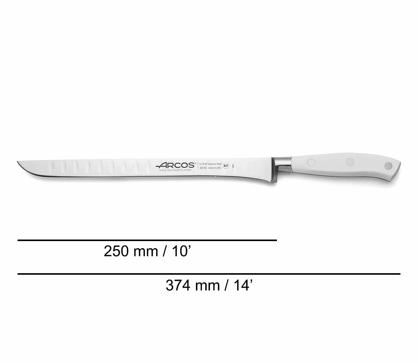 ARCOS Nożyce do krojenia Forged Nitrum stal 250 mm Ergonomiczna rękojeść POM Seria Riviera Blanc