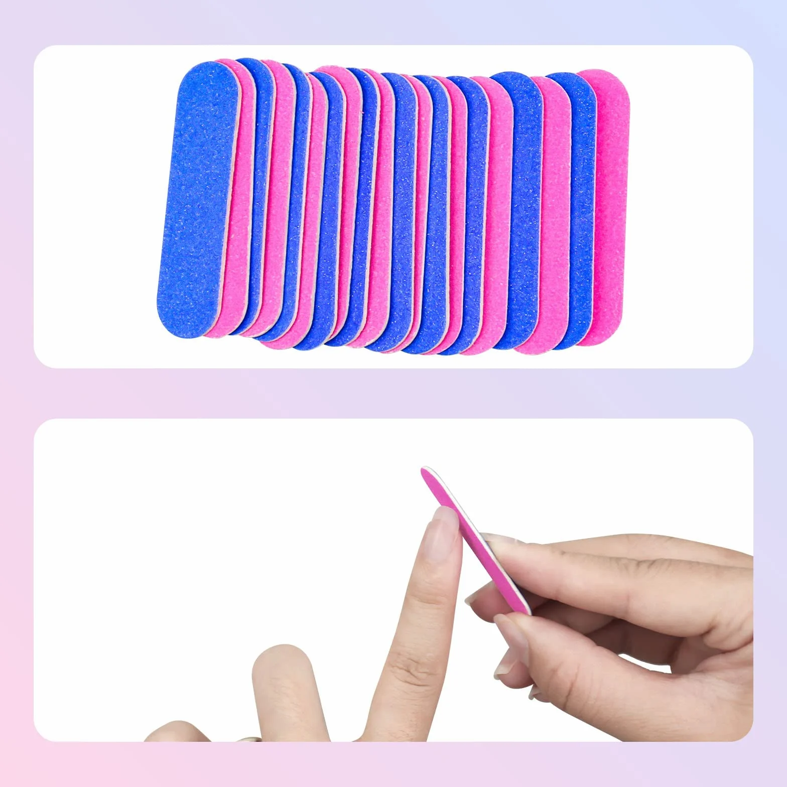 100 mini pilników do paznokci 180/240 Grit dwustronne jednorazowe pilniki do manicure, salonu i domu