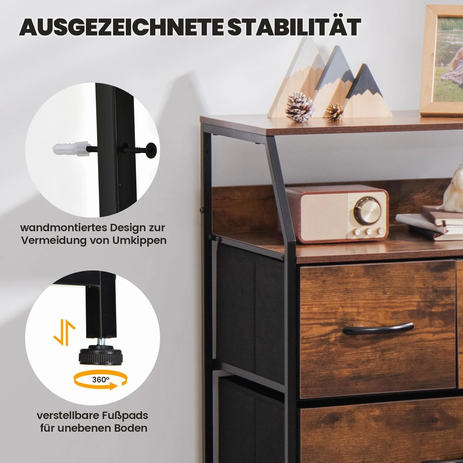 COSTWAY Komoda z 4 szufladami, metalową ramą, 60 x 39 x 96 cm, do salonu