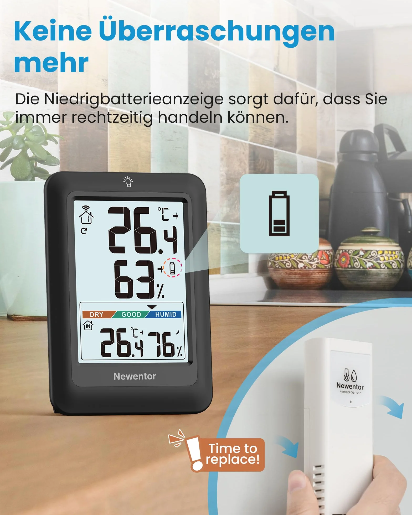 Newentor MAX MIN stacja pogodowa termometr higrometr wewnętrzny zewnętrzny 24/48h