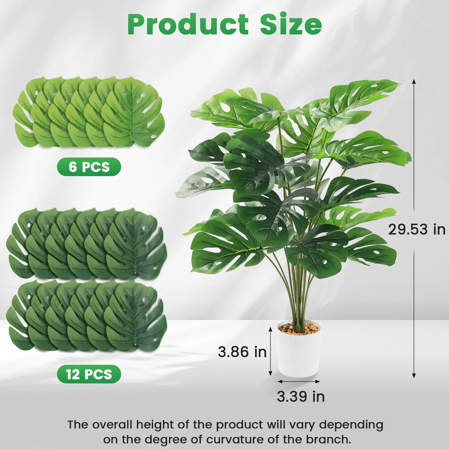 Sztuczna monstera 75 cm 2 sztuki dekoracja domu