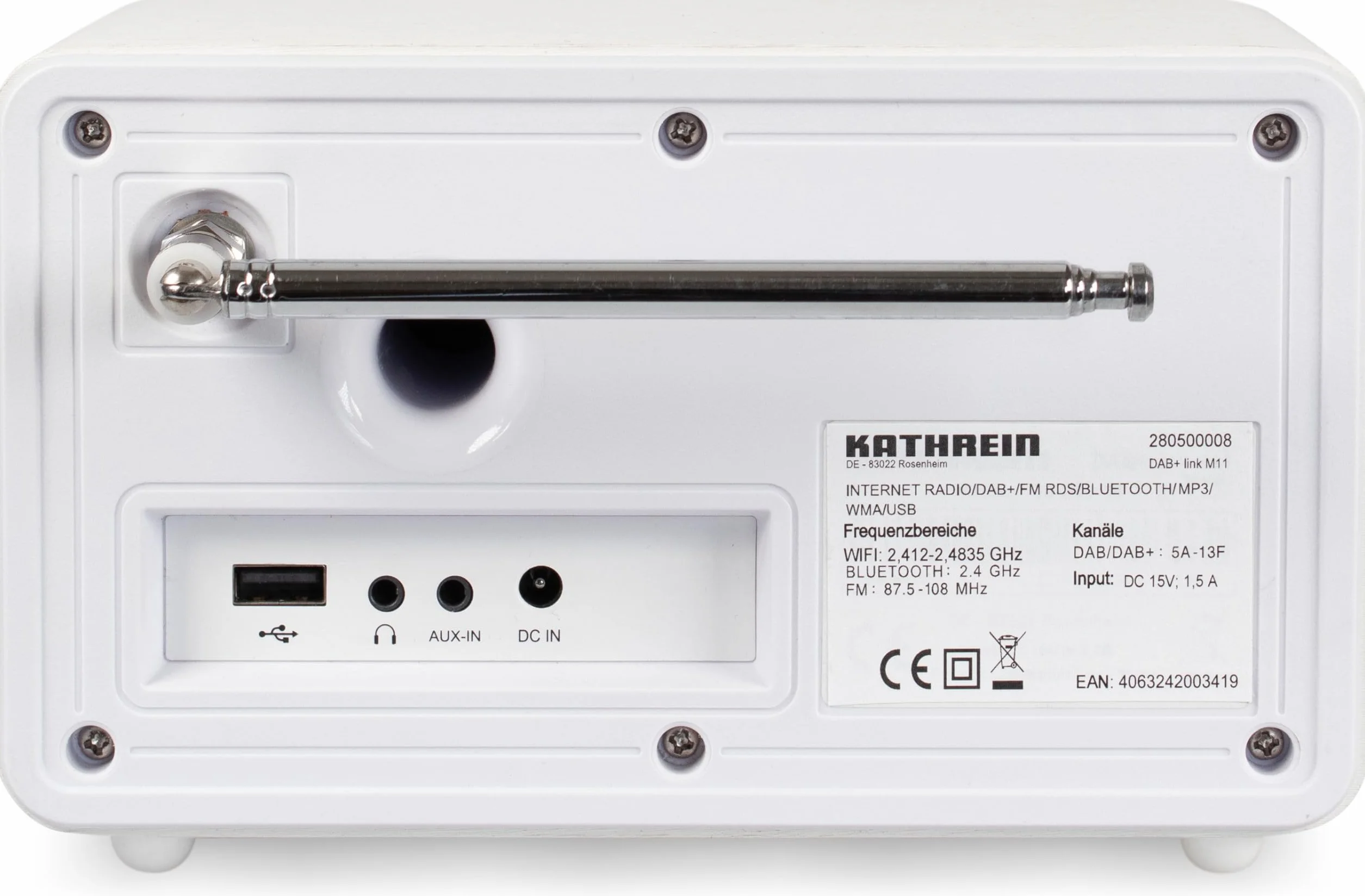 KATHREIN Dab+ Link M11 - Dab+/Internet Radio (Mono, 15 W, strumieniowe przesyłanie audio Bluetooth i funkcja nadawania, usługi przesyłania strumieniowego, takie jak Deezer, Tidal itp., nagrywanie