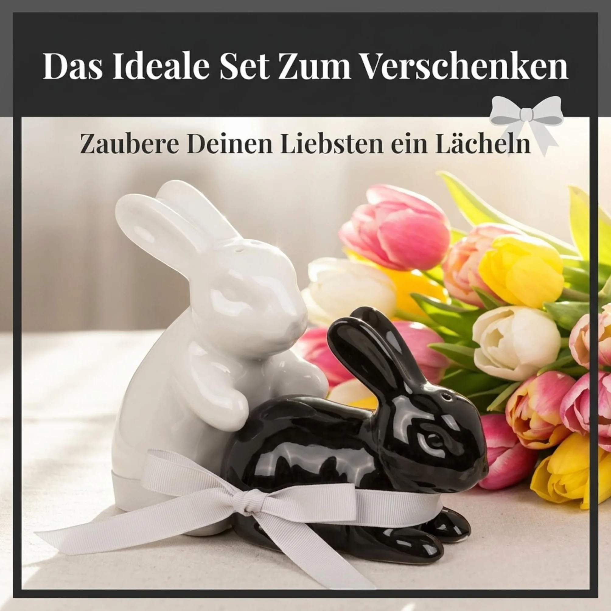 MIJOMA Zestaw solniczek i pieprzniczek – stylowe wzornictwo porcelany, nadaje się do kontaktu z żywnością, łatwe napełnianie – różne zabawne i urocze wzory do wyboru (para zajączków, 2-częściowy)