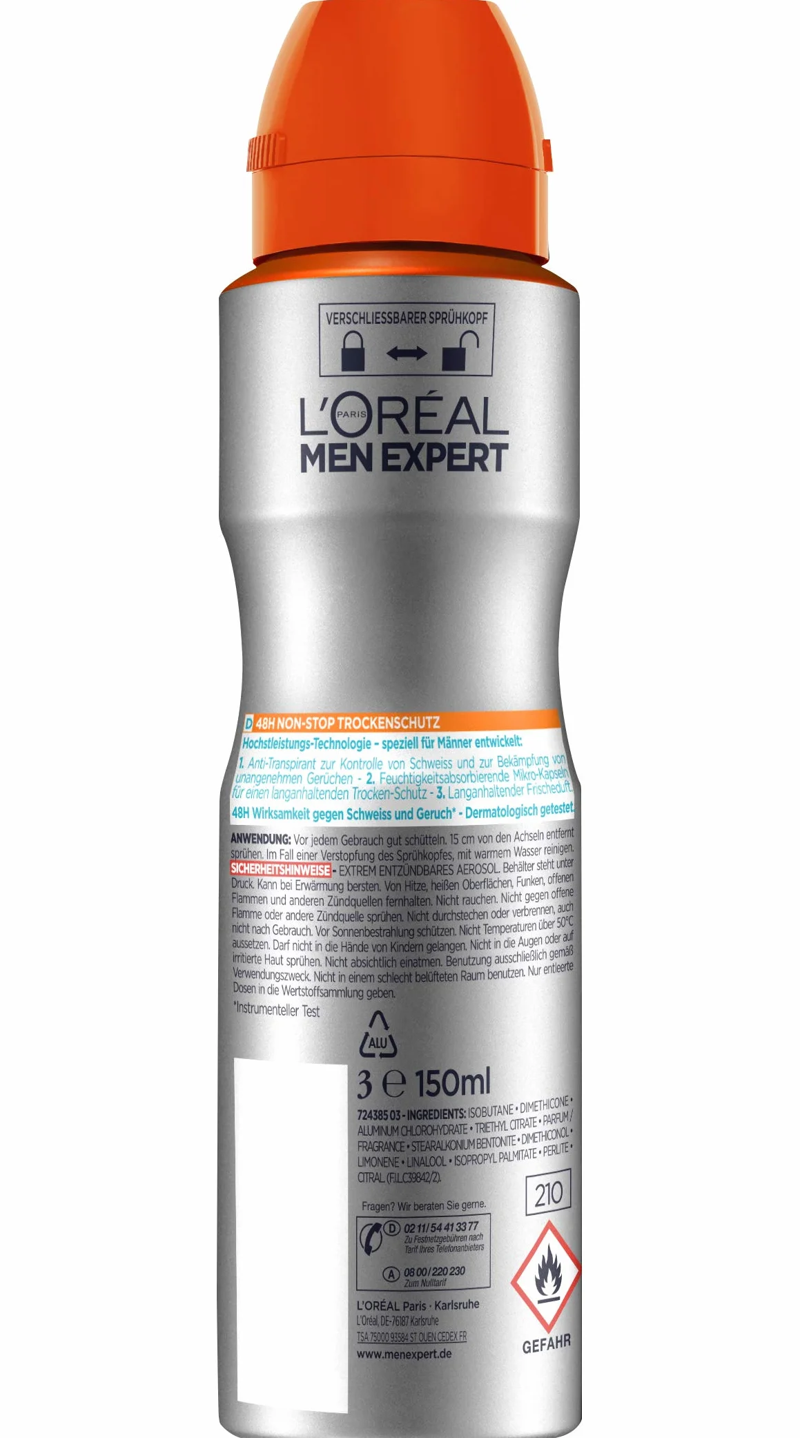 L'Oréal Men Expert Fresh Extreme Antyperspirant, 6 x 150 ml