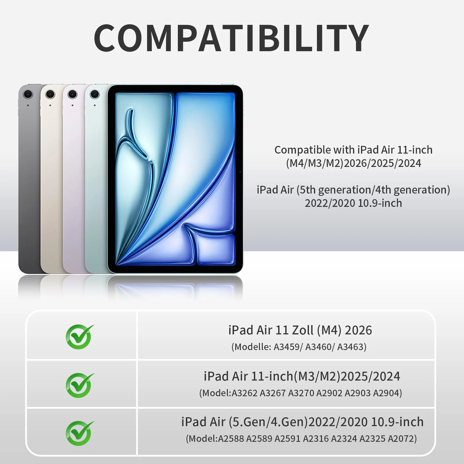 JKSML Etui na klawiaturę do iPad Air 11 cali M3/M2 (2025/2024) i iPad Air 5./4. generacji (2022/2020) 10,9 cala | klawiatura podświetlana w 7 kolorach | tylna obudowa TPU z uchwytem na rysik | układ