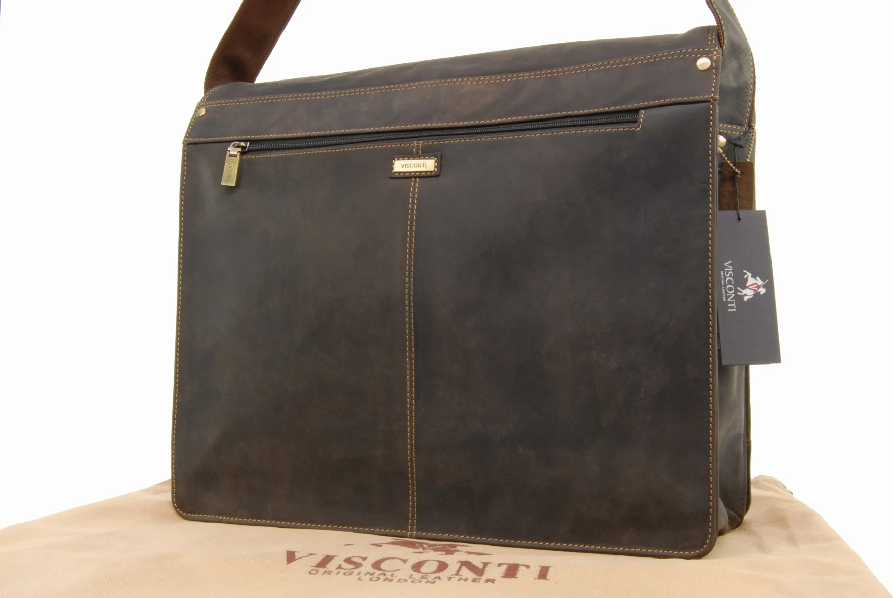 Visconti - Męska Torba Listonoszka na Ramię - Bardzo Duża Torba na Laptopa Rozmiaru 15-16 Cali i Notesy A4-16054 Harvard XL