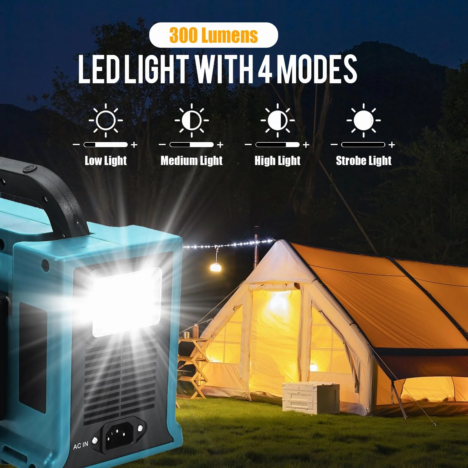 Falownik 4-portowy 350 W kompatybilny z Makita 18 V DC-AC 220-230 V USB 5 V/2,1 A