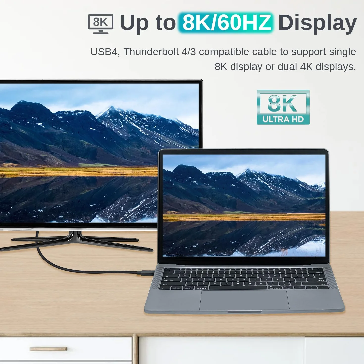Mcbazel USB-C 4.0 Thunderbolt 4 Kabel 1 m: Szybkie Ładowanie 100 W, 40 Gb/s, 8K 60 Hz, Kompatybilny z Laptopami/MacBookami/Smartfonami/iPadami