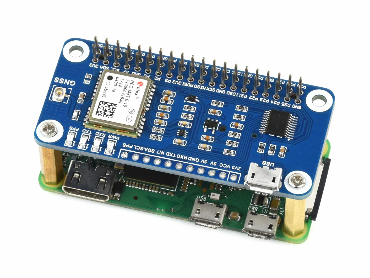 Waveshare NEO-M8T GNSS Timing HAT for Raspberry Pi Multi-Constellation Receiver Support Single-Satellite Timing Feature