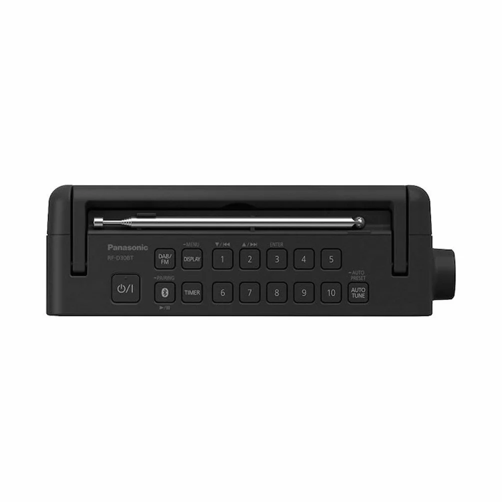 Panasonic RF-D30BTEG-K DAB+ Radio FM, Bluetooth, IPX4, Minutnik do Kuchni, Ładowanie Smartfona Przez USB, Zasilany na Baterię i Sieciowo, Czarny