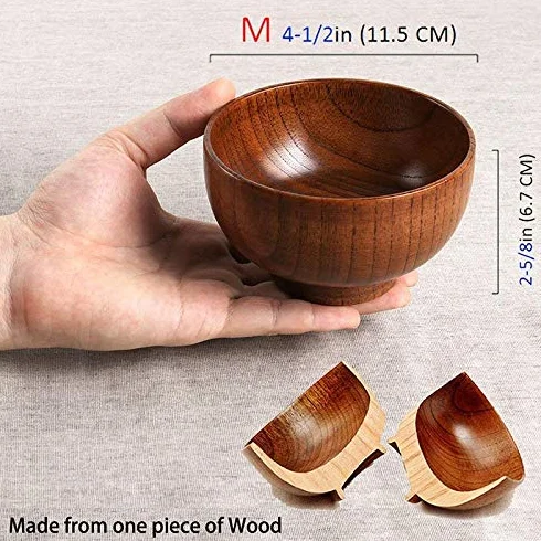 Drewniana miska w stylu japońskim 10 cm x 6,5 cm 4 opakowania