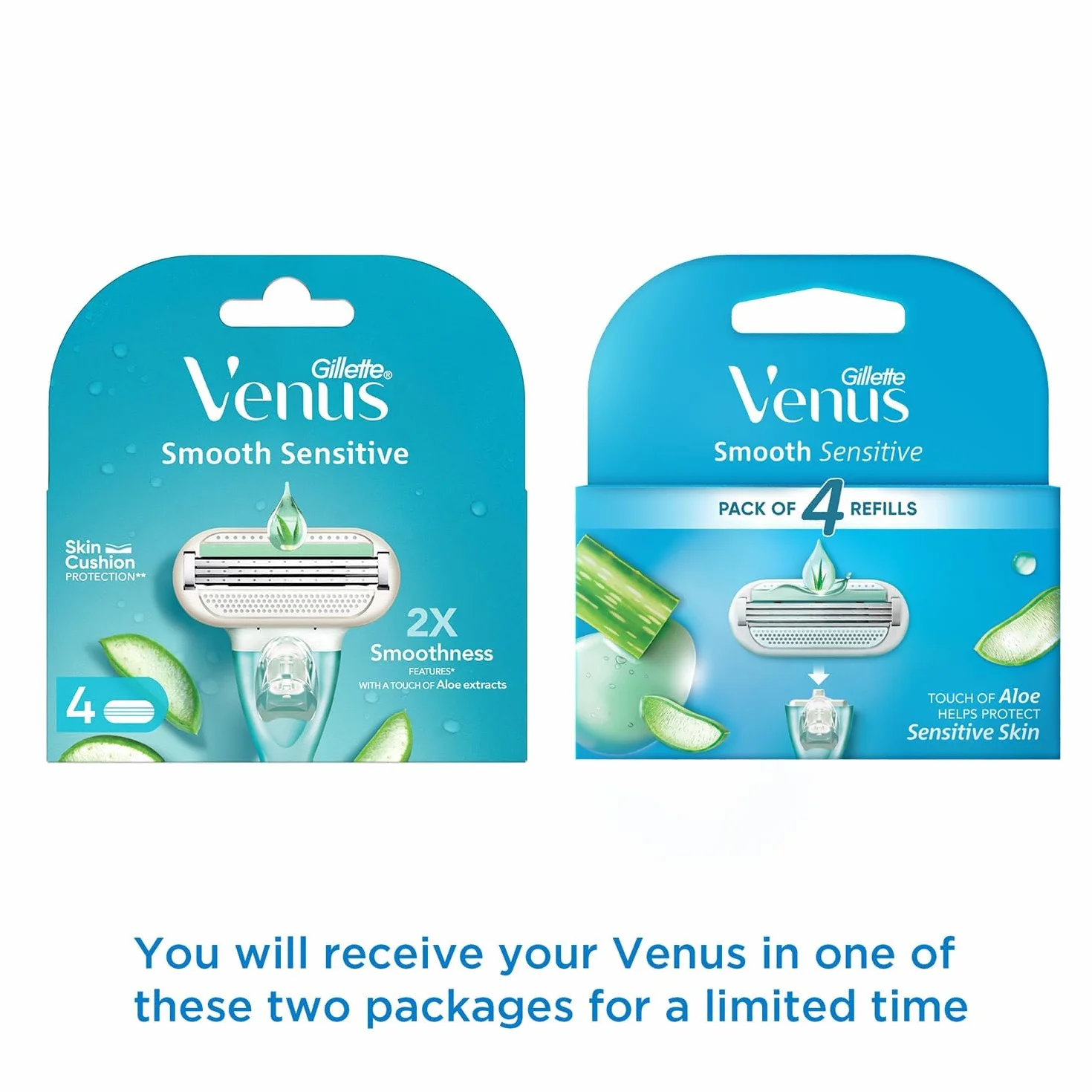 Gillette Venus Smooth damskie ostrza do golenia z uchwytem wielokrotnego użytku, 4 zapasowe ostrza