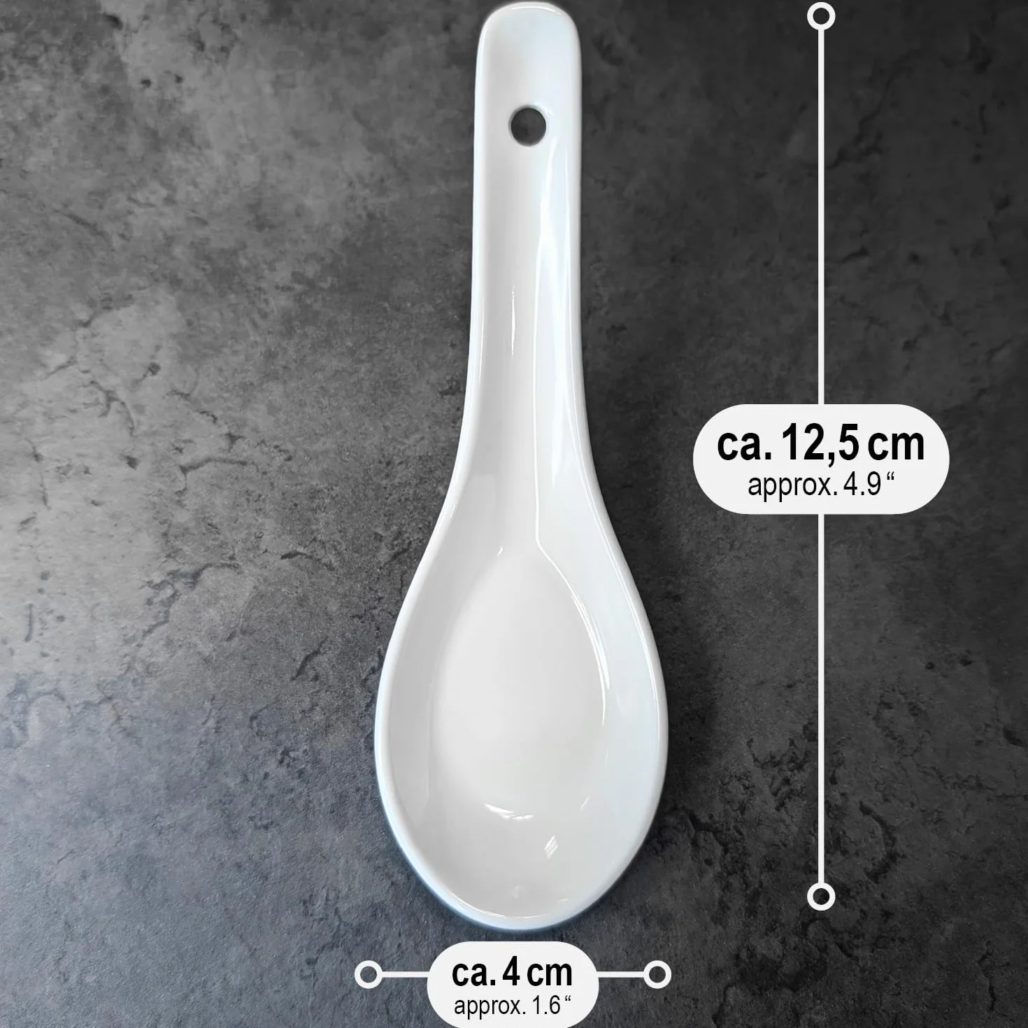 COM-FOUR® 6x azjatyckie lyzki do zupy - lyzki do ryzu z bialej porcelany - lyzki do serwowania misek ryzowych, ramenu, przystawek, deserów - zestaw lyzek porcelanowych (6 sztuk - biale)