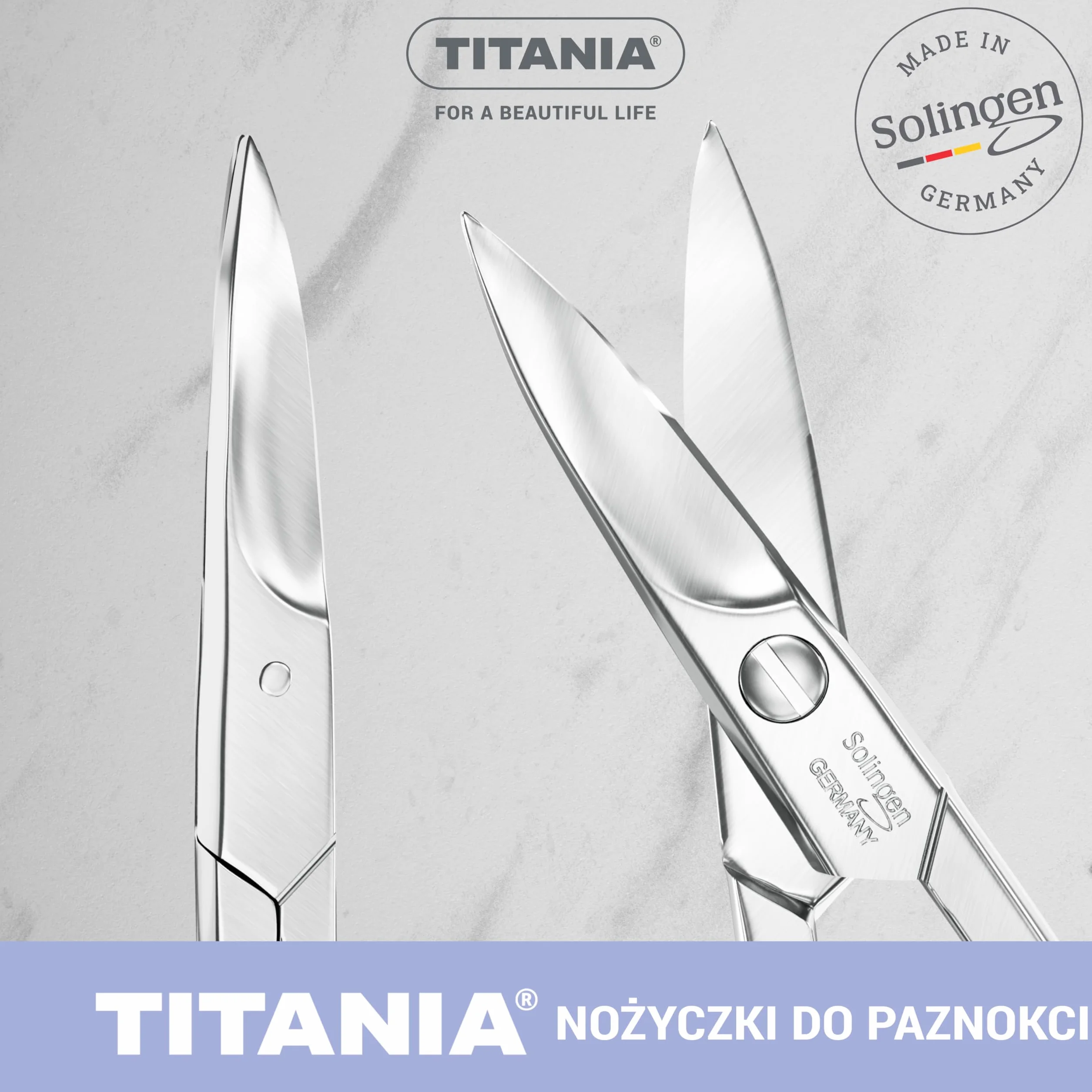 TITANIA Solingen nożyczki do paznokci - zakrzywione, wyjątkowo ostre, do profesjonalnego manicure, stal węglowa, Made in Germany