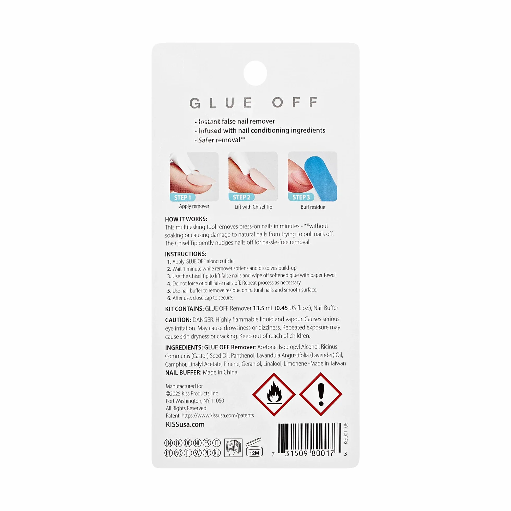 Kiss Glue Off płyn do usuwania sztucznych paznokci 13,5 ml