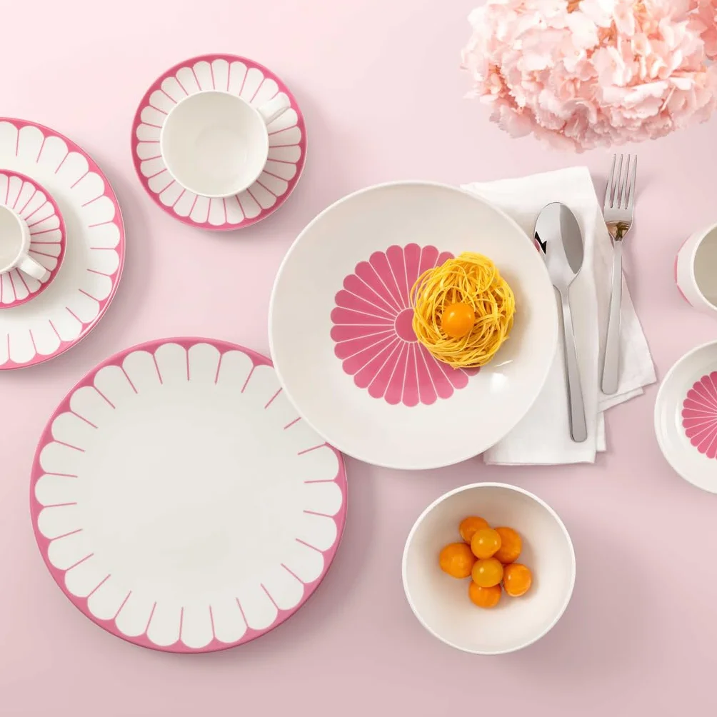 Villeroy & Boch Fleur cassis różowy spodek do kawy, nadaje się do mycia w zmywarce, można używać w kuchence mikrofalowej, podstawki do kawy i herbaty, mały talerz do serwowania, spodek z kwiatowym