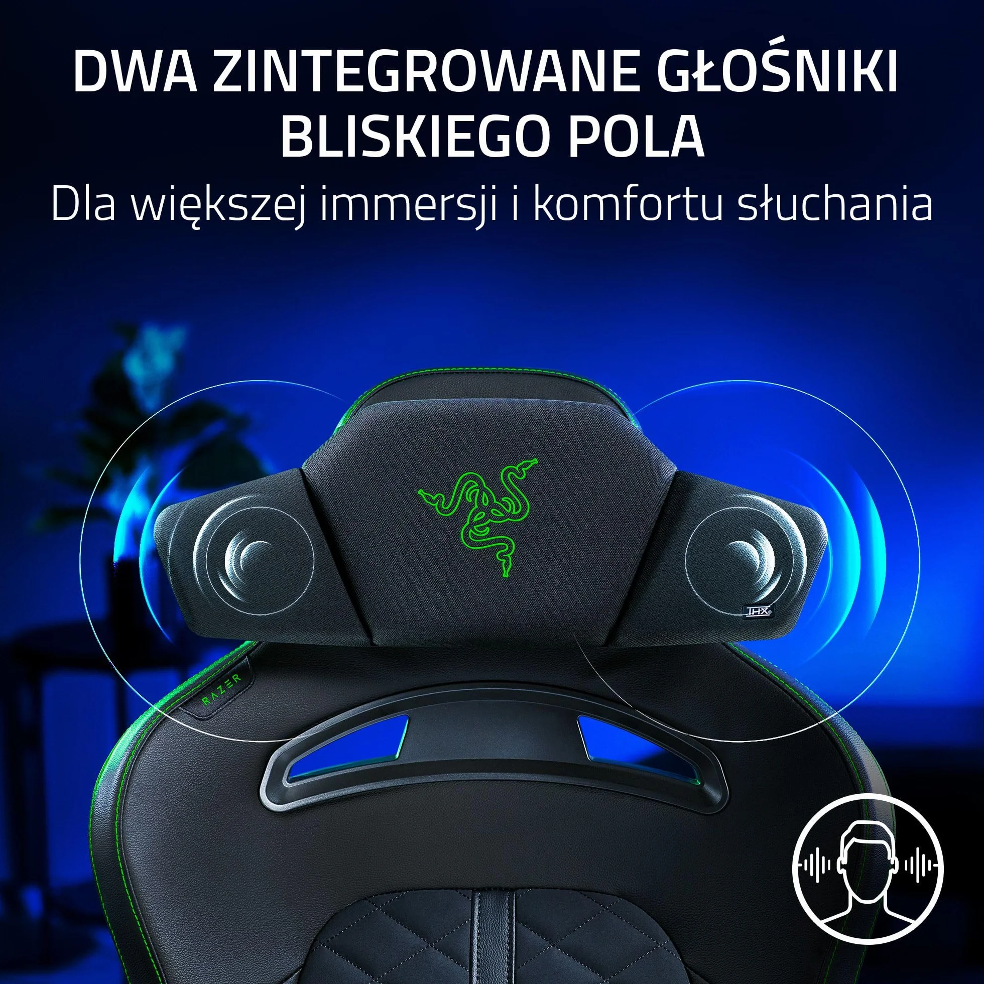 Razer Clio - Bezprzewodowa poduszka na głowę z dźwiękiem przestrzennym THX (wyściełana pluszowa wyściółka, 43 mm pełnozakresowe przetworniki, HyperSpeed Wireless i Bluetooth) Czarny