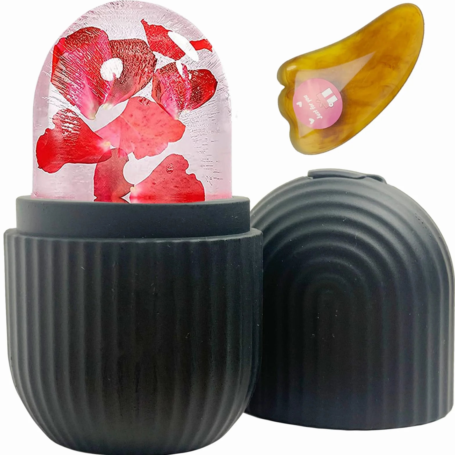 Ice Roller, Ice Roller for Face and Eyes, Ice Face Roller and Gua Sha, Silikon Rolka do lodu do Twarzy, Skutecznie Złagodzić Opuchliznę, Zmniejsza Pory, Napięte Zmarszczki i Analgesiate Hydrate