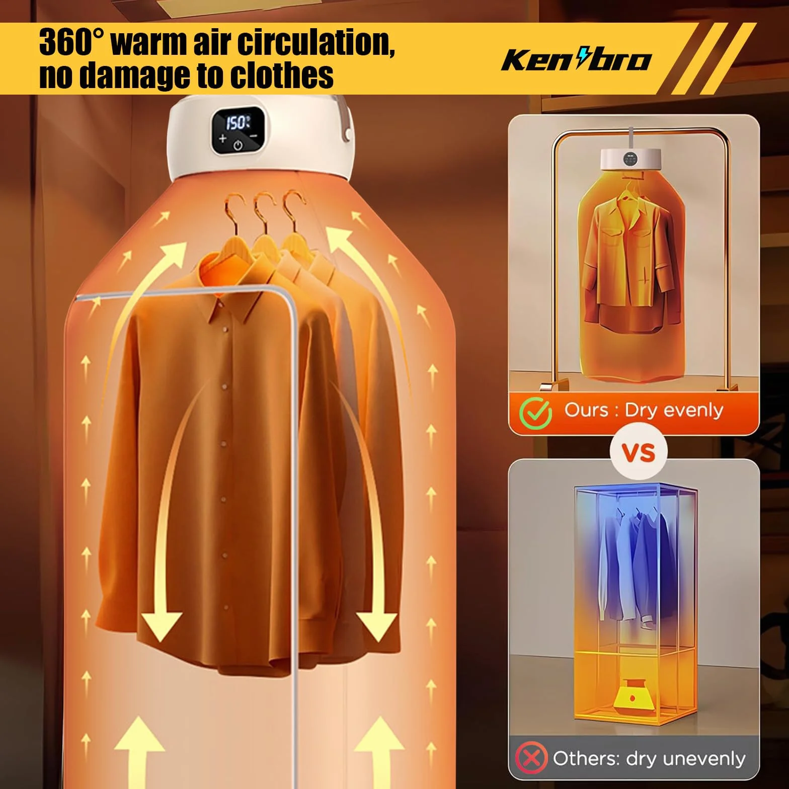 Suszarka do prania 500 W z timerem UV automatyczne wyłączanie