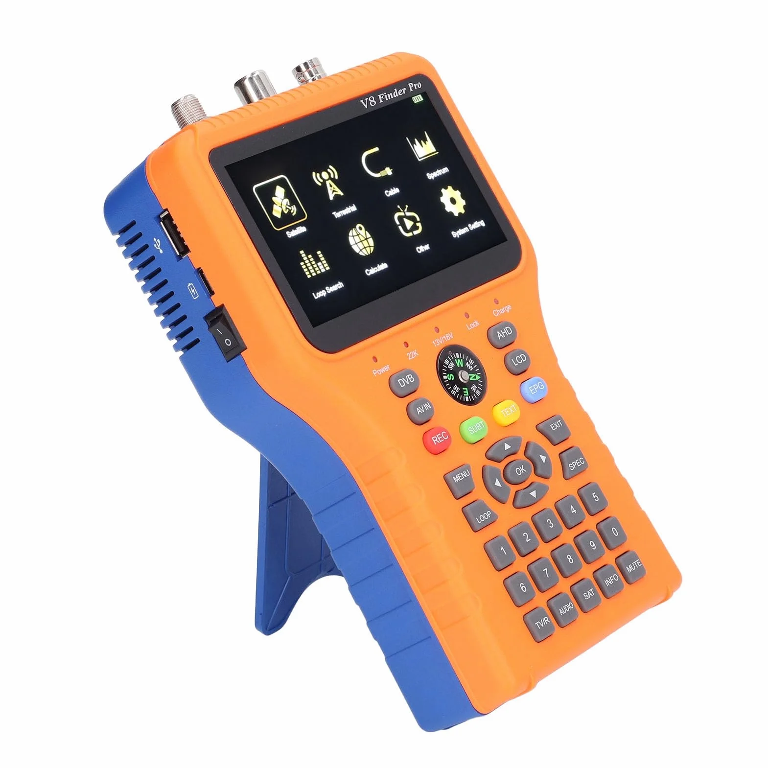 4.3 Calowy Ekran LCD Antena Satelitarna Lokalizator Sygnału V8 FINDER PRO FTA DVB S2 S2X Miernik Sygnału z funkcją Kompasu (Wtyczka UE)