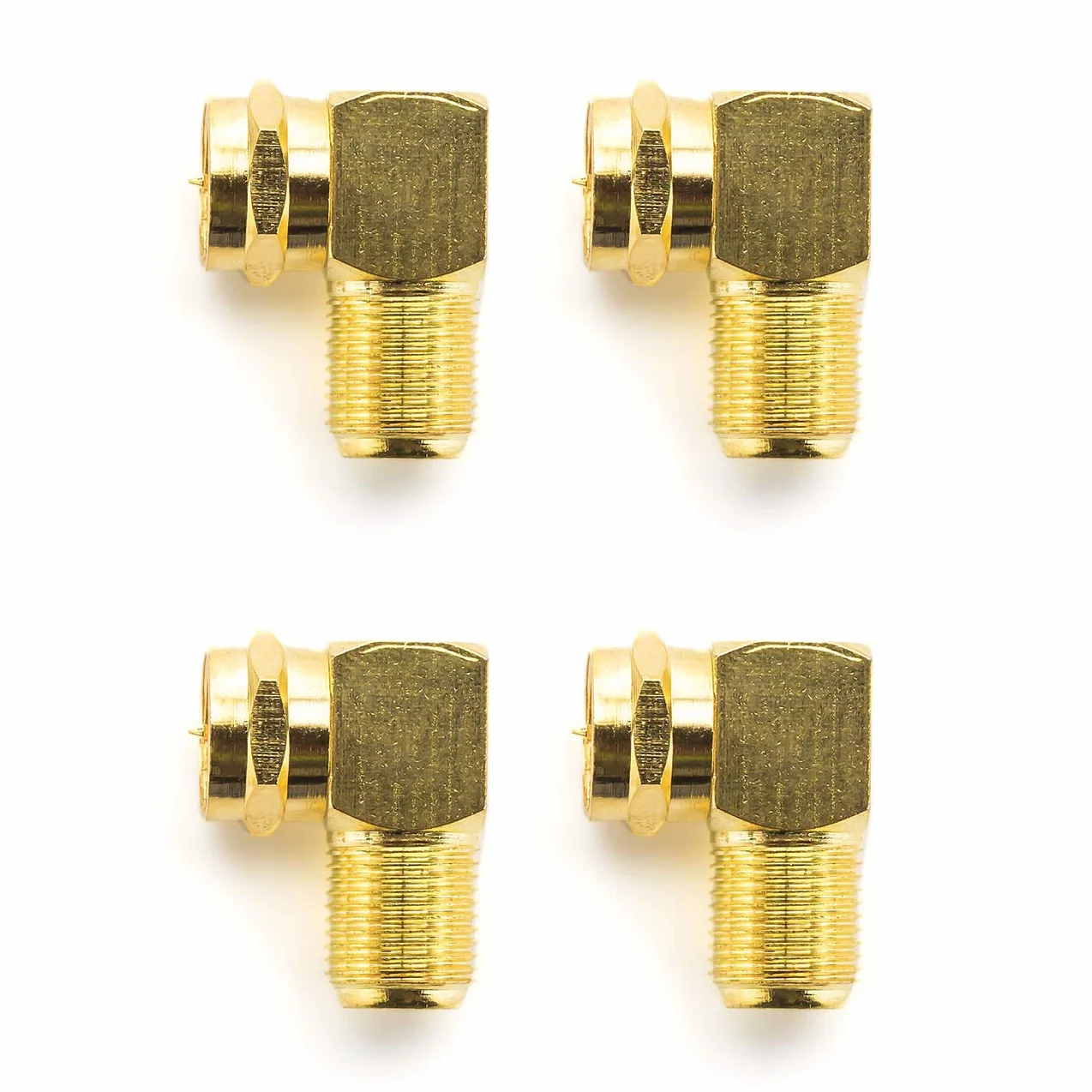 deleyCON 4x Adapter Kątowy Satelitarny 90° Stopni do Kabla Koncentrycznego F-Adapter F-Gniazdo Kabla Satelitarnego F-Adapter Kątowy z Wtyczką - 4 Sztuki