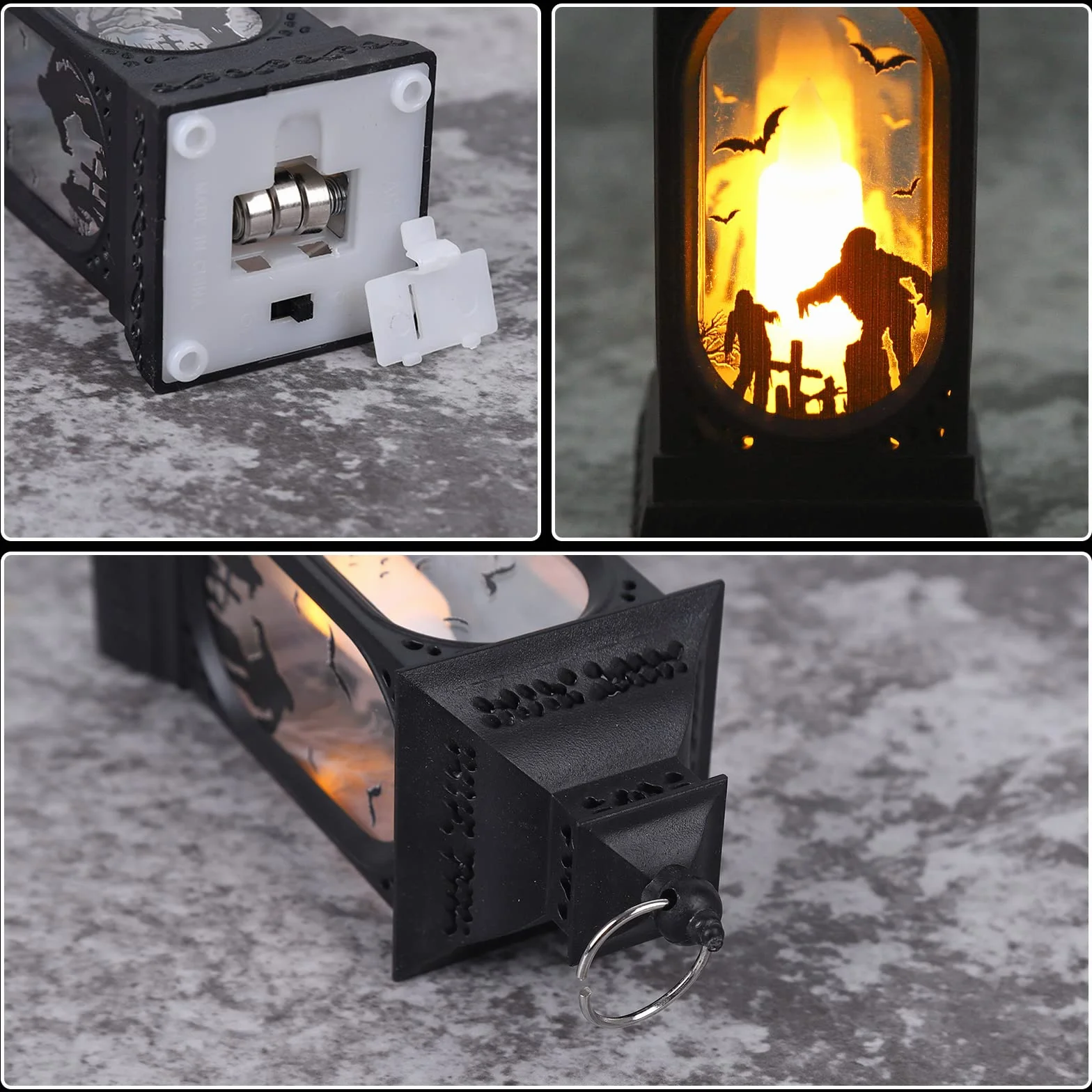 Świeca LED halloweenowa 3 szt. latarnia retro lampa olejna dekoracyjna plastikowa wisząca